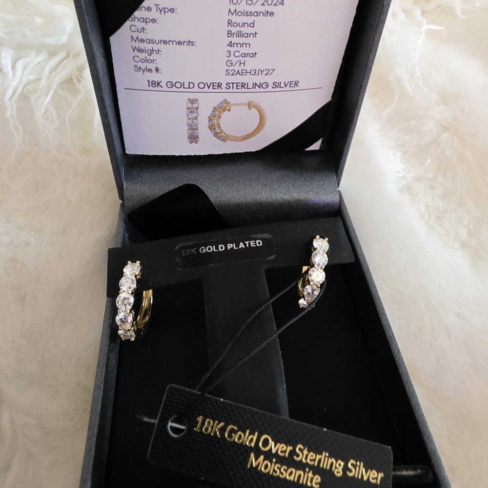 18K Gold Plated Hoop Earrings Over 925 Sterling Silver.
